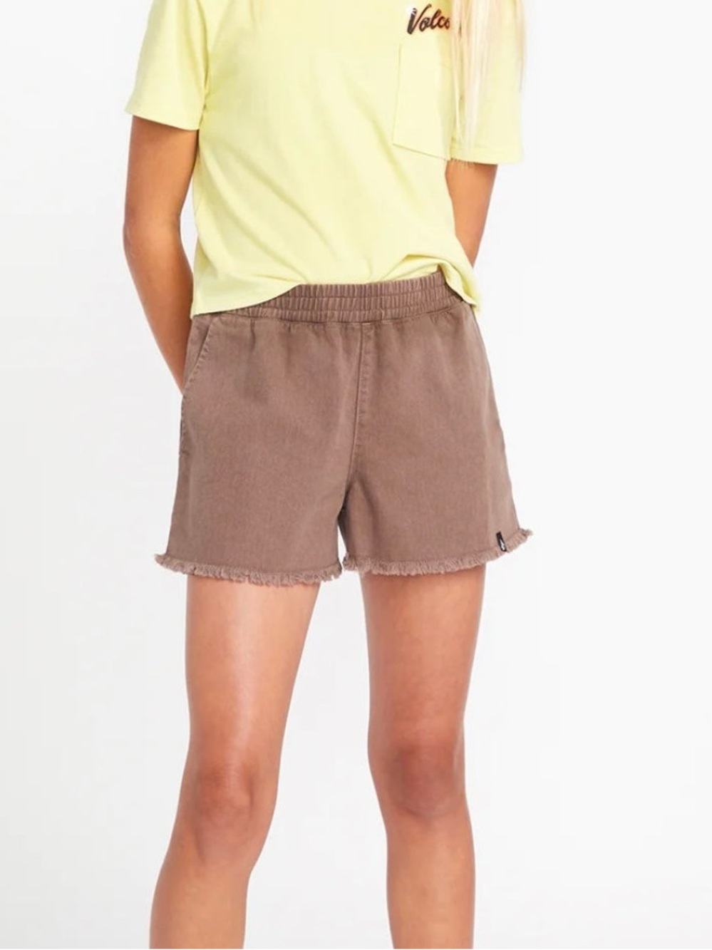Volcom Brown Frayed Hem Casual Shorts size large 10/12